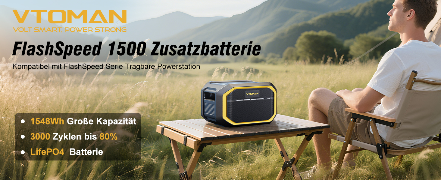 Портативна електростанція VTOMAN FlashSpeed 1500 EB: 1548Wh, 3000W (пік), LFP, для кемпінгу та надзвичайних ситуацій