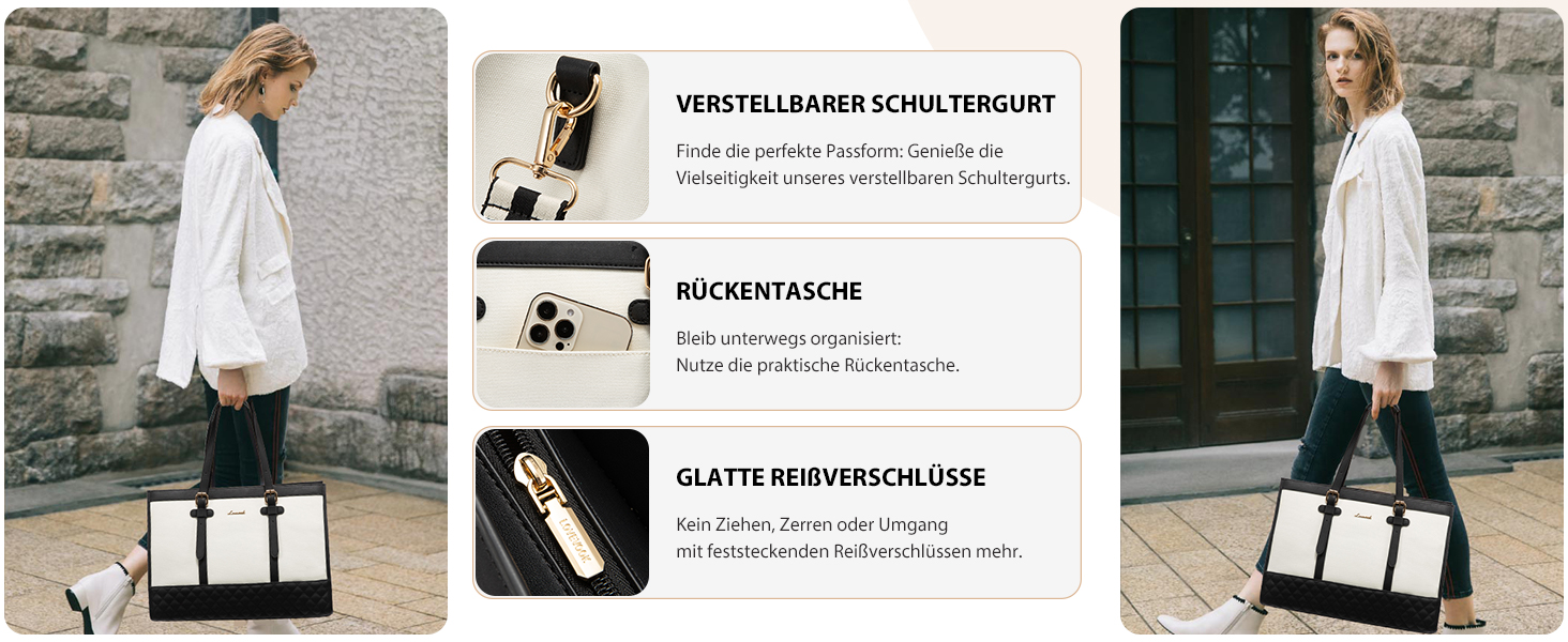 Сумка для ноутбука LOVEVOOK 15.6 дюймів, жіноча, для роботи, навчання, офісу, університету, чорна