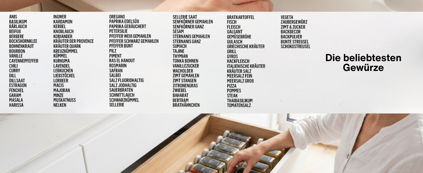 Набір скляних баночок для спецій Deco haus® 36 шт. з етикетками та дозаторами