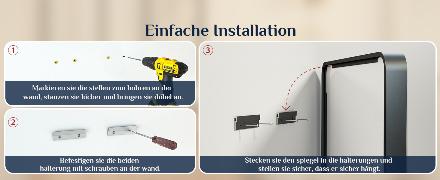 Дзеркало Keonjinn Wand Spiegel 40x50 см з металевим каркасом, прямокутне. Для ванної кімнати, вітальні, спальні, коридору. Чорний колір. Розміри: 90 x 60 см