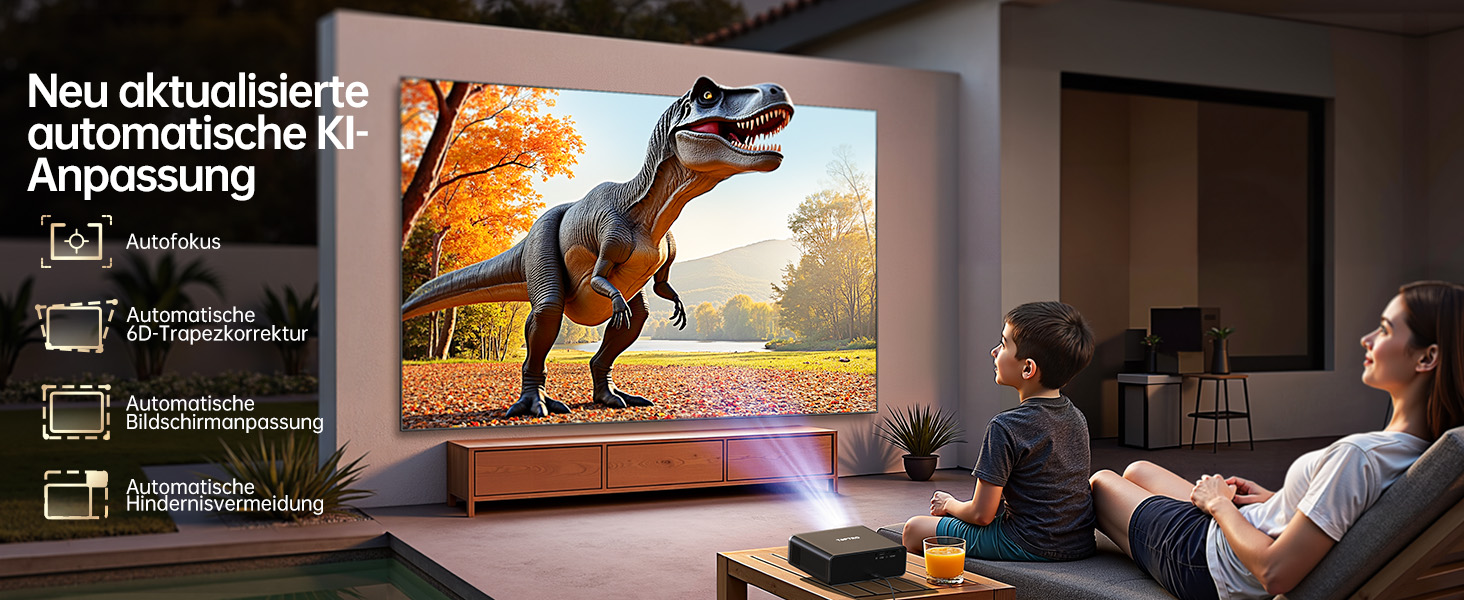 Smart проектор TOPTRO 4K HDR10 WiFi 6 Bluetooth: Dolby Audio, 1000 ANSI лм, Автофокус, Трапецеїдальна корекція 6D, Підтримка Netflix, Чорний