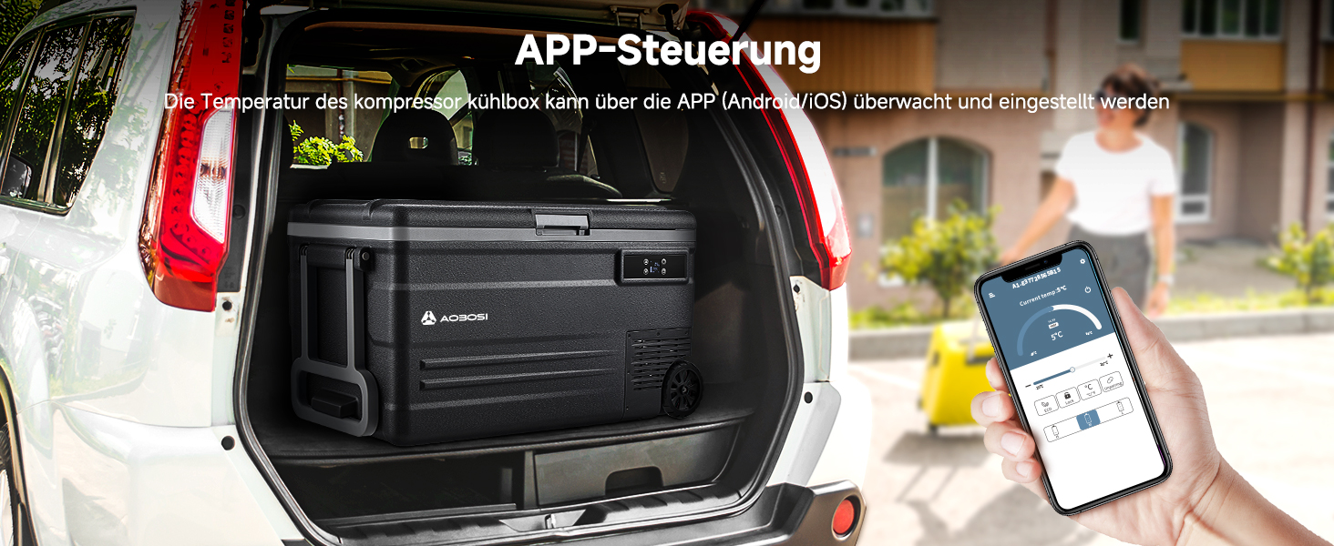 Автомобільний компресорний холодильник AAOBOSI 74L з Wi-Fi, LED, 12/24V/220V для кемпінгу, подорожей, авто, човна