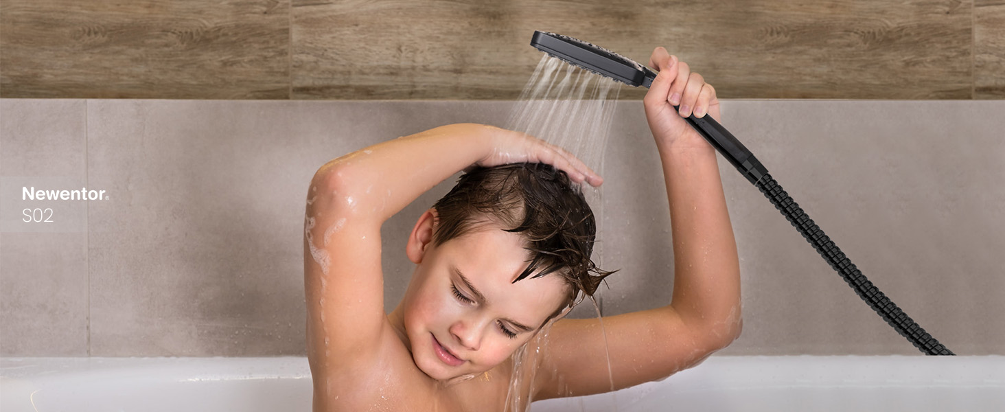 Насадка для душу Newentor: велика дощова лійка, ручна насадка, економна, високий тиск, 6 режимів, чорний колір
