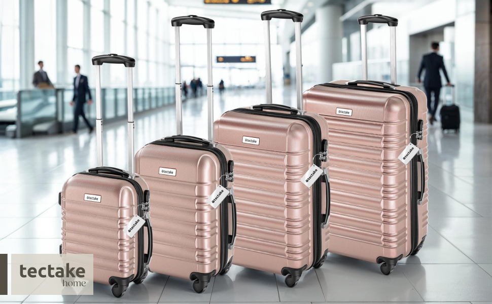 Набір валіз Tectake® 4 шт. з ABS пластику, рожевого кольору (S-M-L-XL)