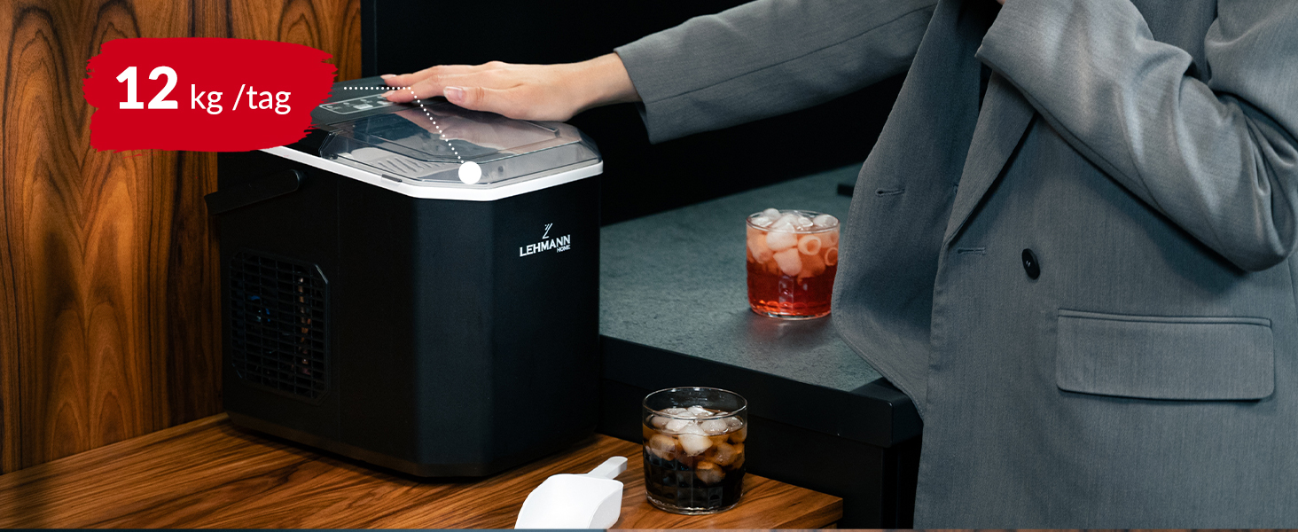 Машина для приготування льоду Lehmann - 1.3л, 12кг/24г, 2 розміри, для дому, вечірки, офісу, кемпінгу