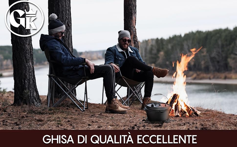 Набір чавунного казана GUSSKÖNIG Dutch Oven 9л для 6-10 осіб, прожарений чавунний горщик для тушкування та запікання з кришкою-сковорідкою, підставкою та аксесуарами, чорний