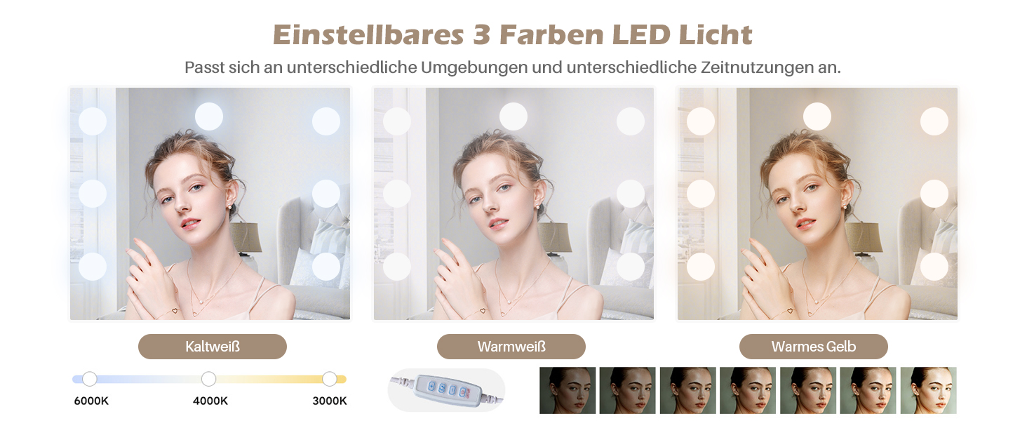 Тюльпанний туалетний столик TUKAILAI з LED-підсвічуванням та пуфом, дзеркало з 3 кольорами, компактний столик для макіяжу з шухлядою та відкритими полицями, 87x40x149 см