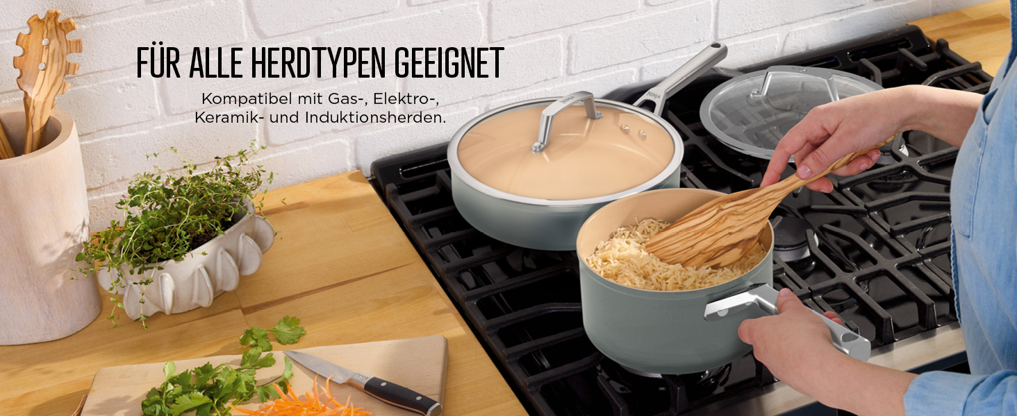 Кухонний набір Ninja Extended Life Cooking Set, антипригарний, стійкий до духовки до 285C, теракотовий і сірий, CW95000DE (5 шт. )