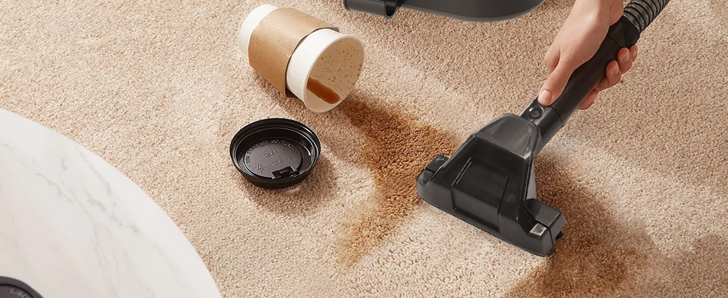 WORKPRO Мийний пилосос 450W 13kPa, 1.6L з миючим засобом та 2 насадками, для килимів, диванів, авто