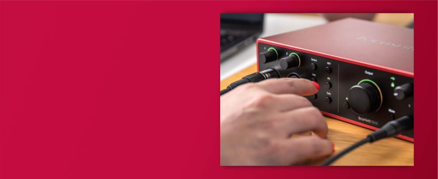 Focusrite Scarlett 4i4 4-го покоління USB Аудіоінтерфейс для гітаристів, вокалістів та музикантів (16 входів/16 виходів) - HiFi студійна якість