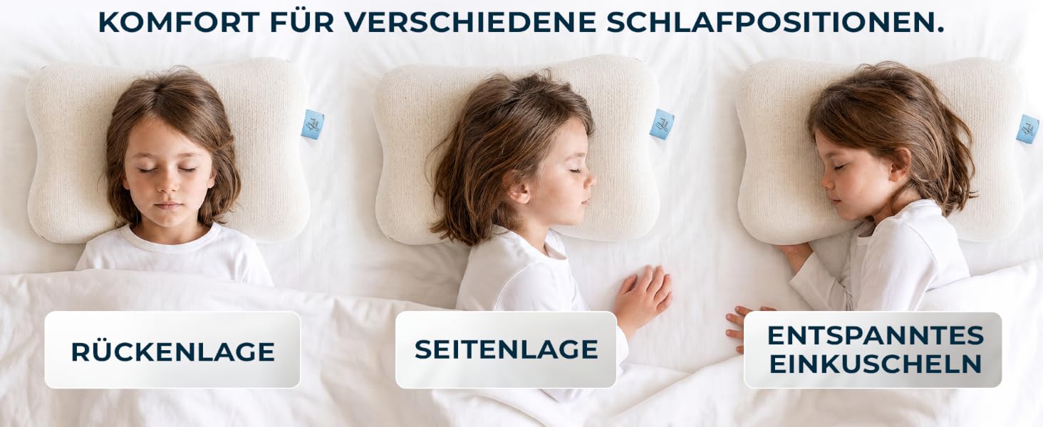 Ергономічна дитяча подушка Glückstoff з ефектом пам'яті (Memory Foam) для дітей від 2 до 12 років