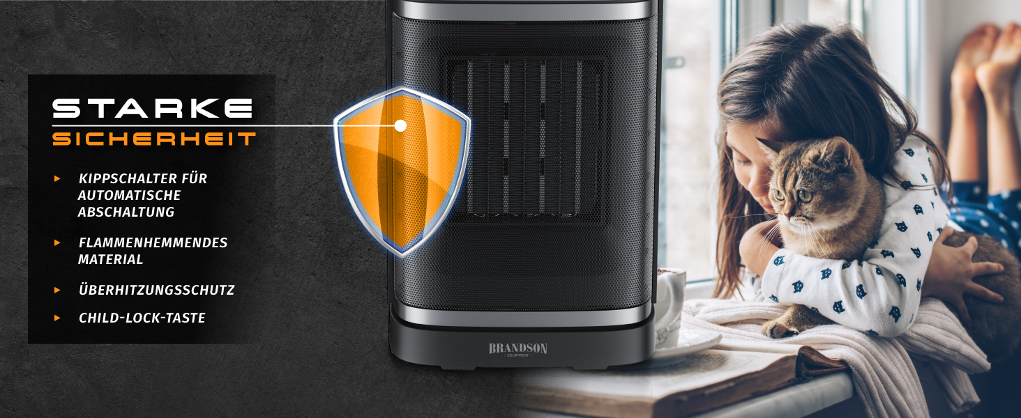 Керамічний обігрівач Brandson з дистанційним керуванням, тихий, енергозберігаючий, з осциляцією, дитячим замком та таймером. Ідеально для ванної, вітальні, офісу та дитячої кімнати. Без Wi-Fi