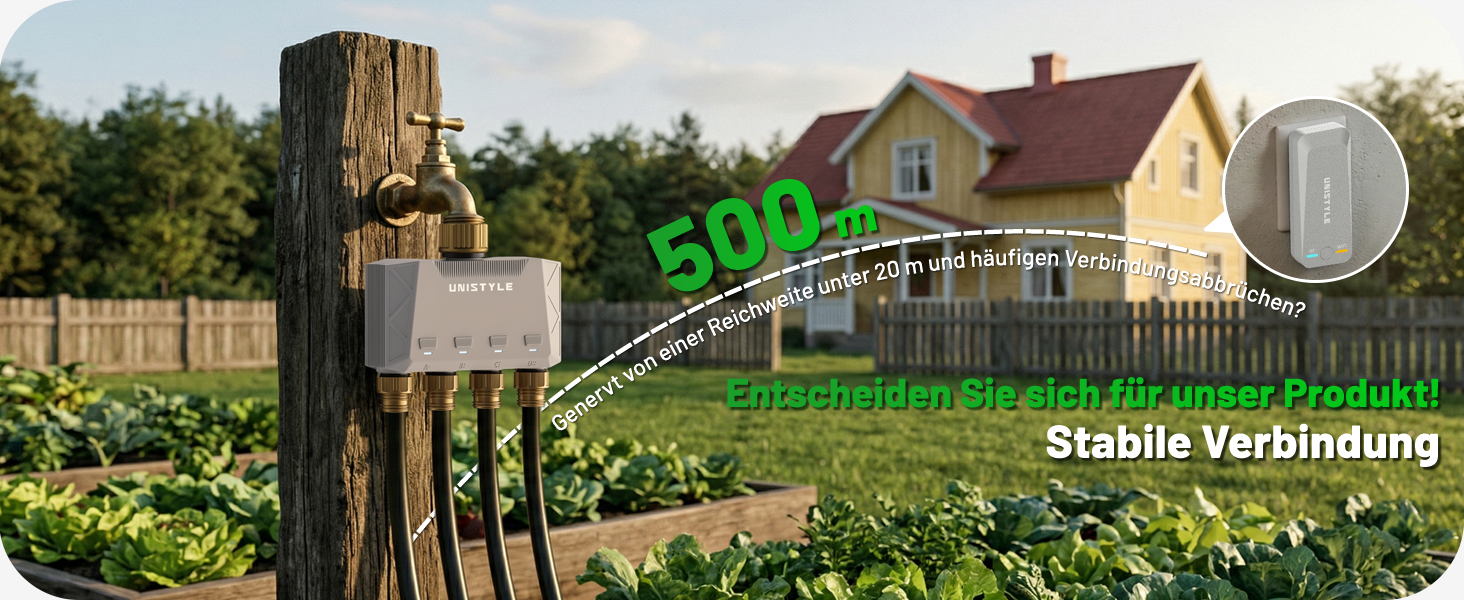 Розумний таймер для поливу GardenLife з Wi-Fi, 4 канали, керування через додаток та голосові команди, 5 програм поливу для газону та саду