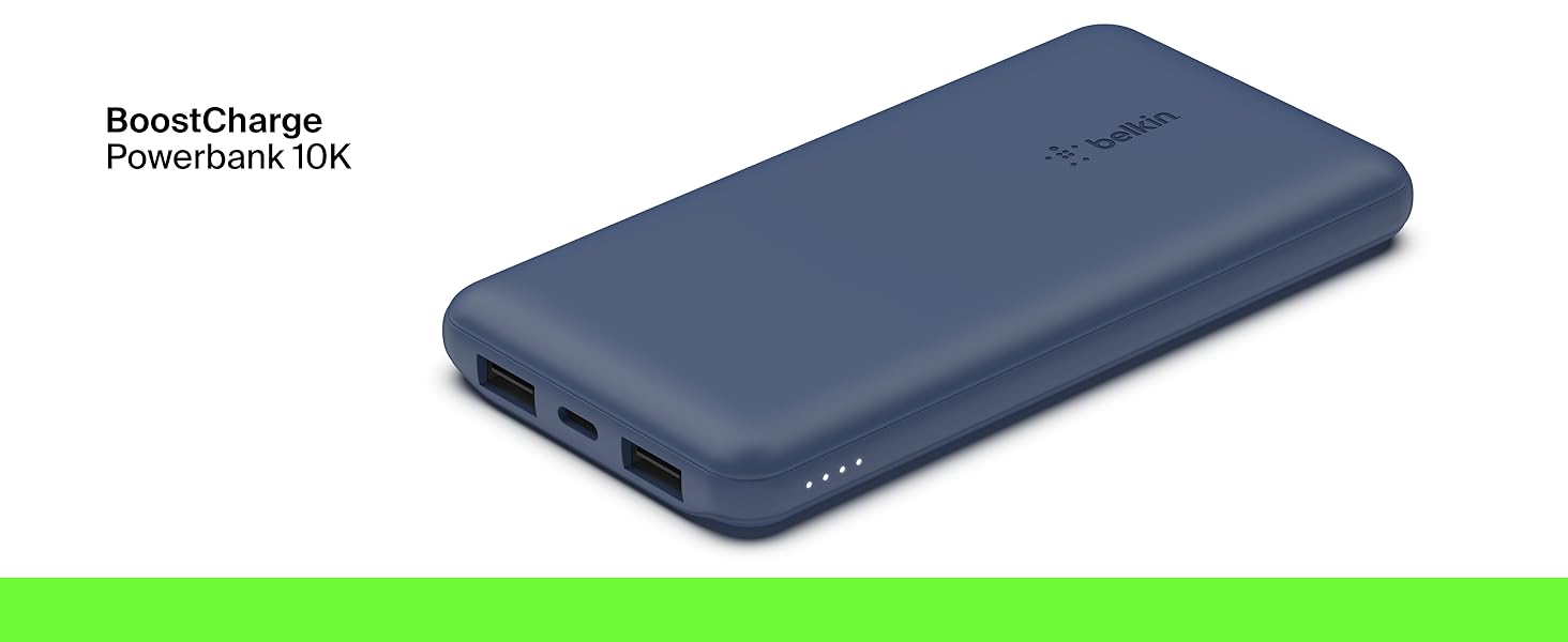 МАг, 1 порт USB-C та 2 USB-A, 15 Вт, для iPhone/Android, синій, 10 000