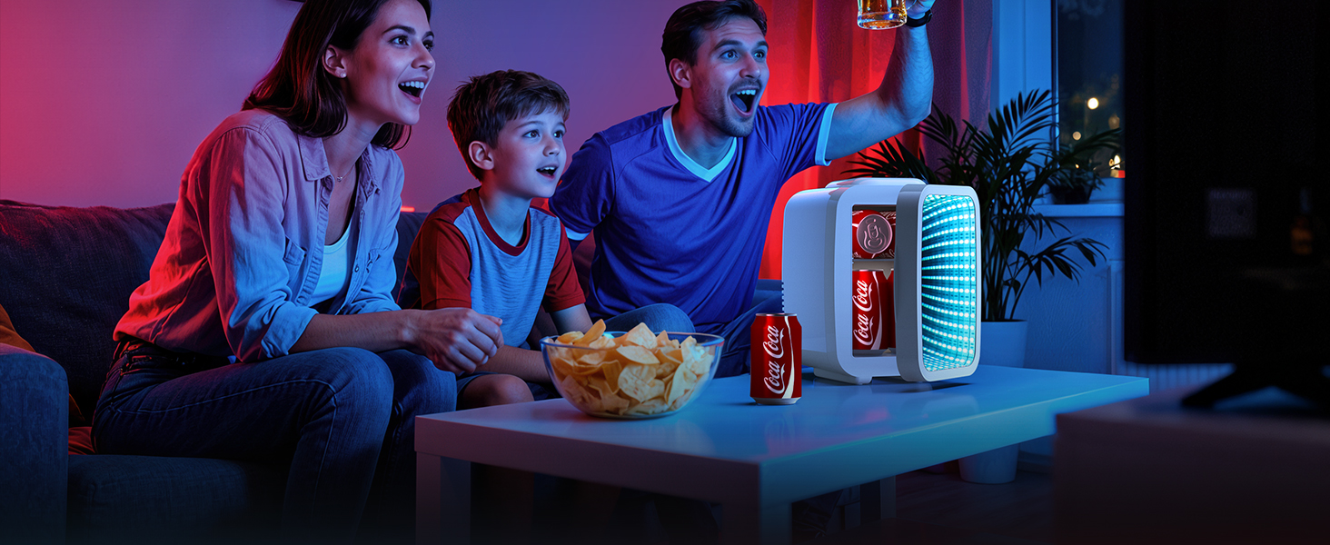 Міні-холодильник BEICHEN 4Л з RGB-підсвіткою, 2в1 (охолодження та підігрів) для напоїв, косметики та геймінгу, 220В/12В, білий