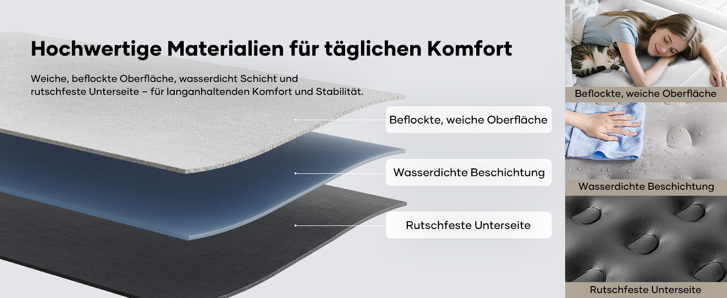 Надувний матрац OlarHike для кемпінгу та дому (2 особи) - 203x152x46 см, чорний