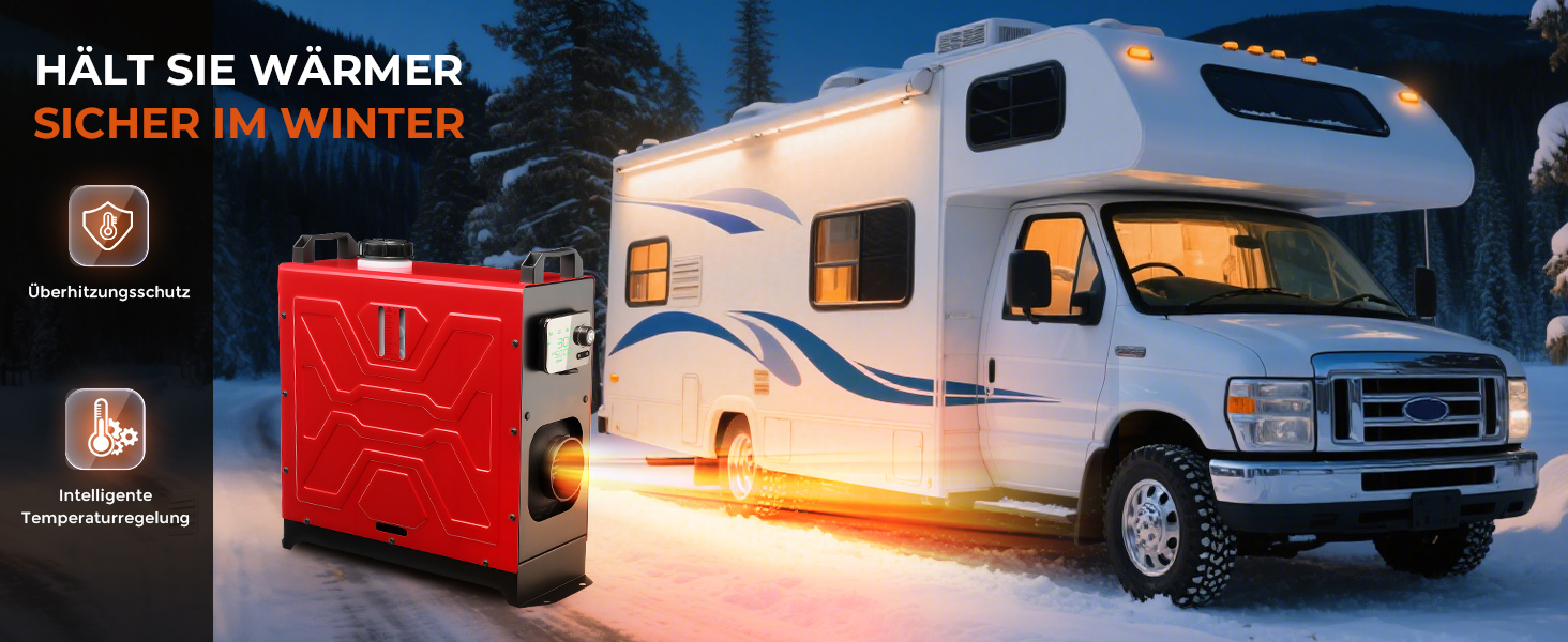 Дизельний обігрівач 8kW, 12V/24V з пультом керування та додатком, для авто, RV, човнів, вантажівок, з LCD-дисплеєм та шумопоглиначем