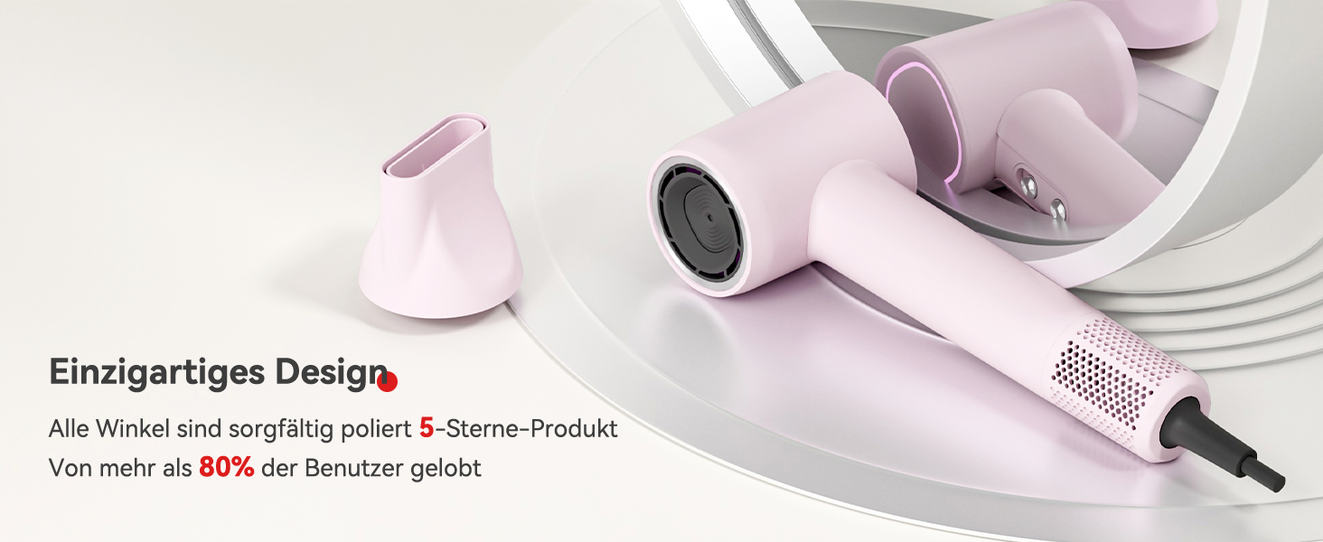 Професійний іонний фен для волосся з дифузором, безщітковий мотор 160 000 об/хв, швидке сушіння, сірий колір