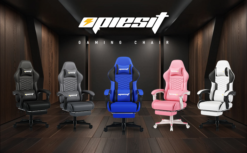 Ігровий крісло з підніжкою, регульованими підлокітниками та підтримкою попереку, ергономічне для дорослих, велике, високе, блакитне