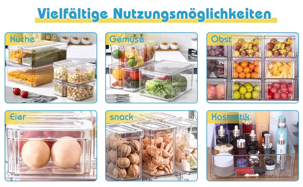 Набір контейнерів для холодильника 14шт. з кришкою та підставкою для посуду, прозорі, стекувальні. Організація та зберігання в холодильнику