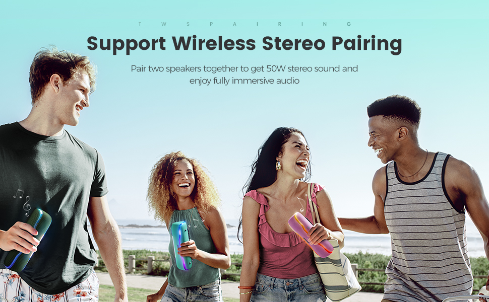 Портативна Bluetooth колонка з підсвічуванням та потужним басом, IPX7, 24 годин роботи, мікрофон, для дому та відпочинку на природі (світло-зелений)