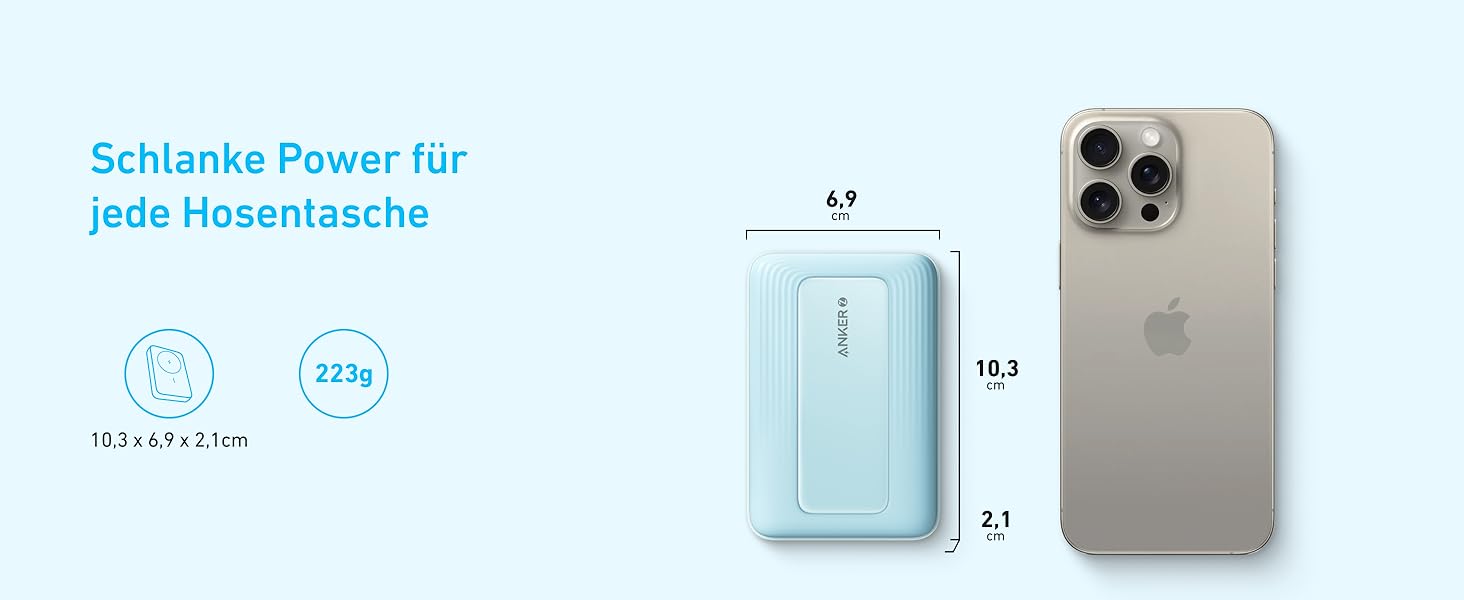 Повербанк Anker Zolo Magnetic 10 000 мАг, швидка зарядка 30 Вт, бездротова, для iPhone 16/15/14, чорний