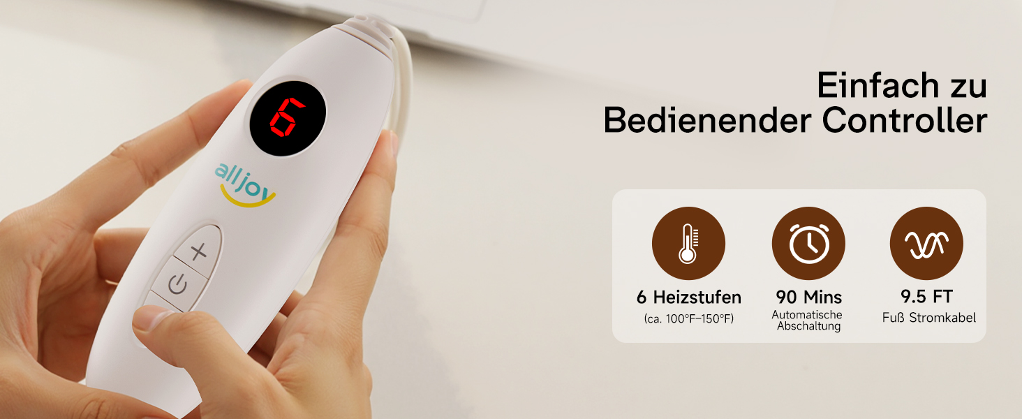 Електричний нагрівальний килимок для спини, шиї та плечей ALLJOY, 56 x 84 см, 6 режимів нагріву, таймер, автовимкнення