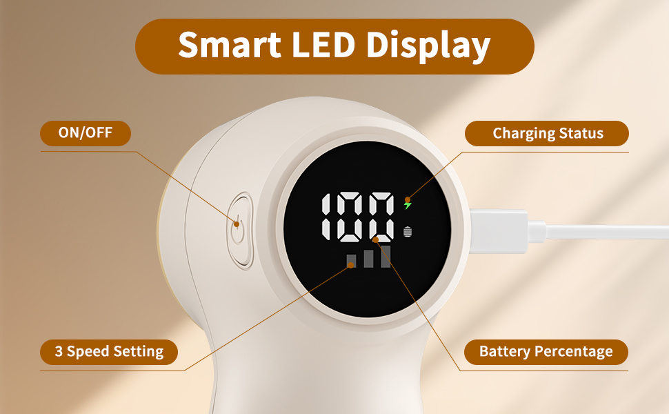 Електричний видальник для одягу та меблів, видалення ворсу, 6-лезове, перезаряджуваний, з цифровим дисплеєм, білий