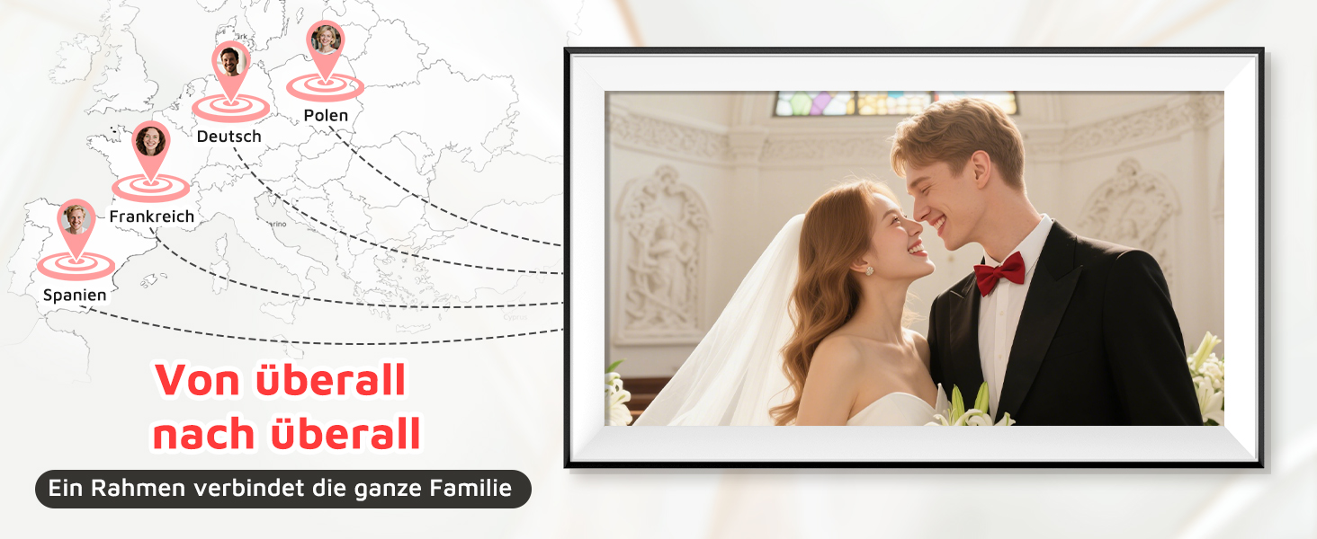 Цифровий фоторамка Hesmor 15.6 дюймів з Wi-Fi, FHD 1920*1080, IPS, сенсорний екран, 32GB, автоповорот, Frameo App