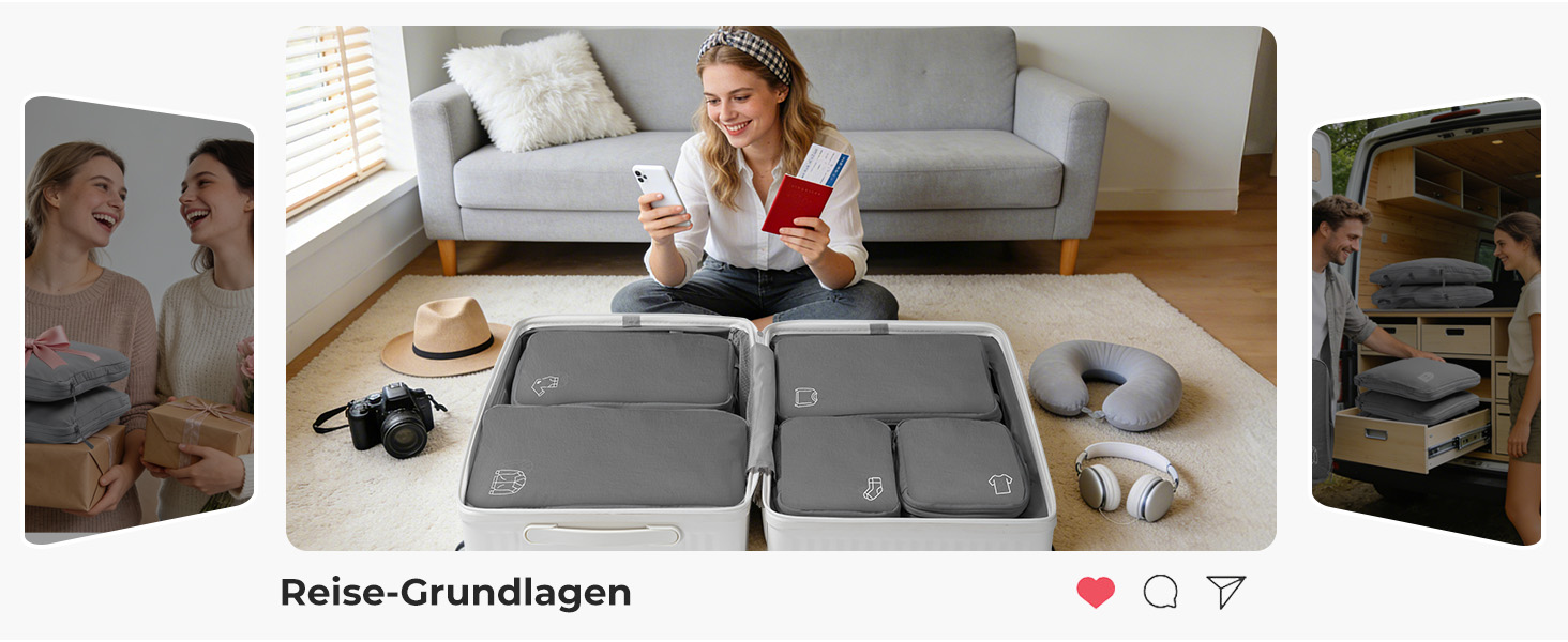 Набір компресійних органайзерів для валізи та рюкзака з нейлону, дорожні сумки-пакувальники для одягу, сірі, 5 предметів