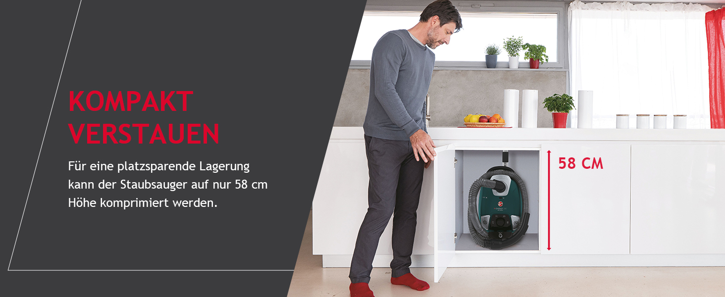 Пилголом Hoover HE520 з мішком 3,5 л, тихий (69 дBA), система автоматичного видалення мішка, фільтр EPA, насадка для тварин