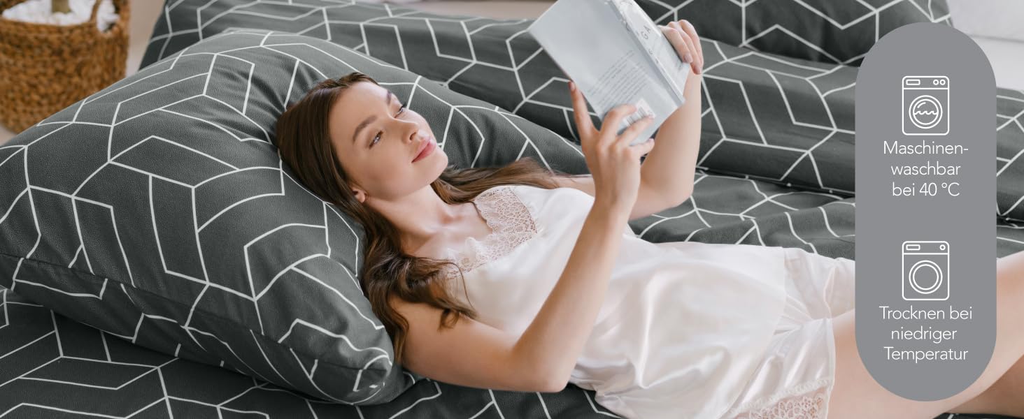 Комплект постільної білизни Dreamzie з геометричним візерунком, 4 предмети (135x200 см), мікрофібра, сертифікат Oeko-Tex