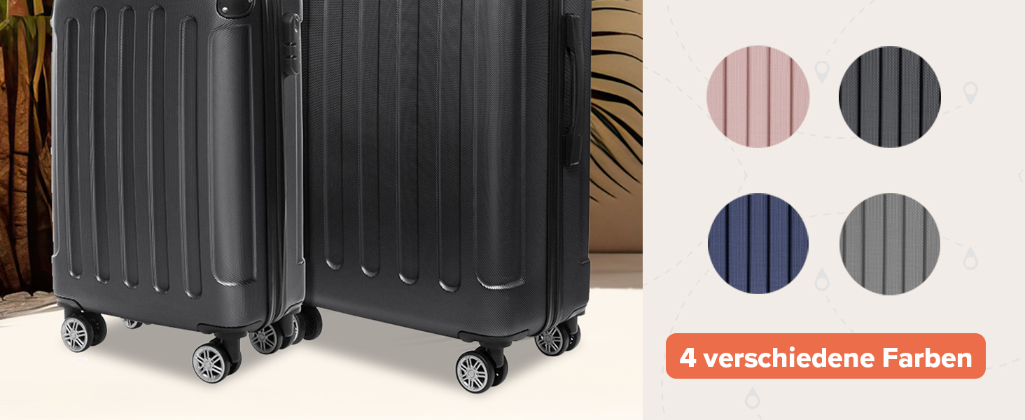 Набір валіз TRVLMORE 2 шт. з твердим корпусом - Чемодан та набір ручних валіз - Набір валіз 2 шт. - Набір валіз для подорожей 2 шт. - Набір валіз з твердим корпусом 2 шт. - Набір ручних валіз 2 шт. - Чорний набір валіз 2 шт.