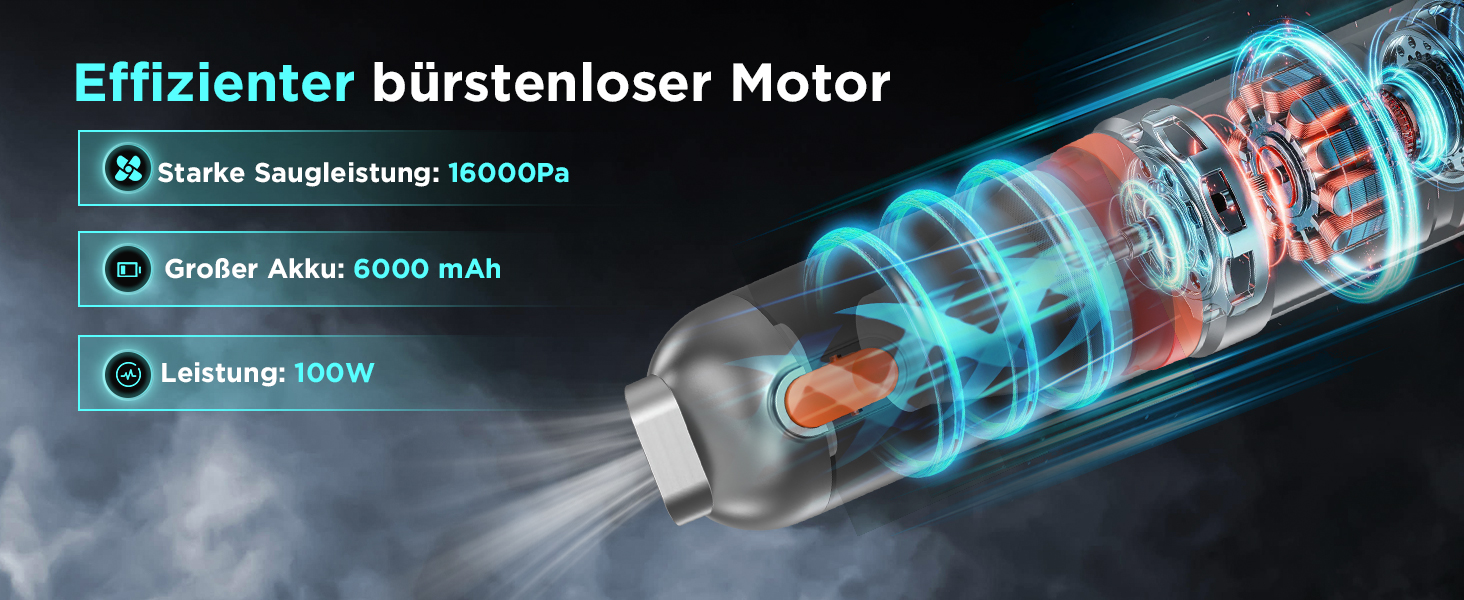Акумуляторний ручний автомобільний пилосос 16000Па, безщітковий мотор, 4-в-1, швидка зарядка для авто, дому, офісу та тварин