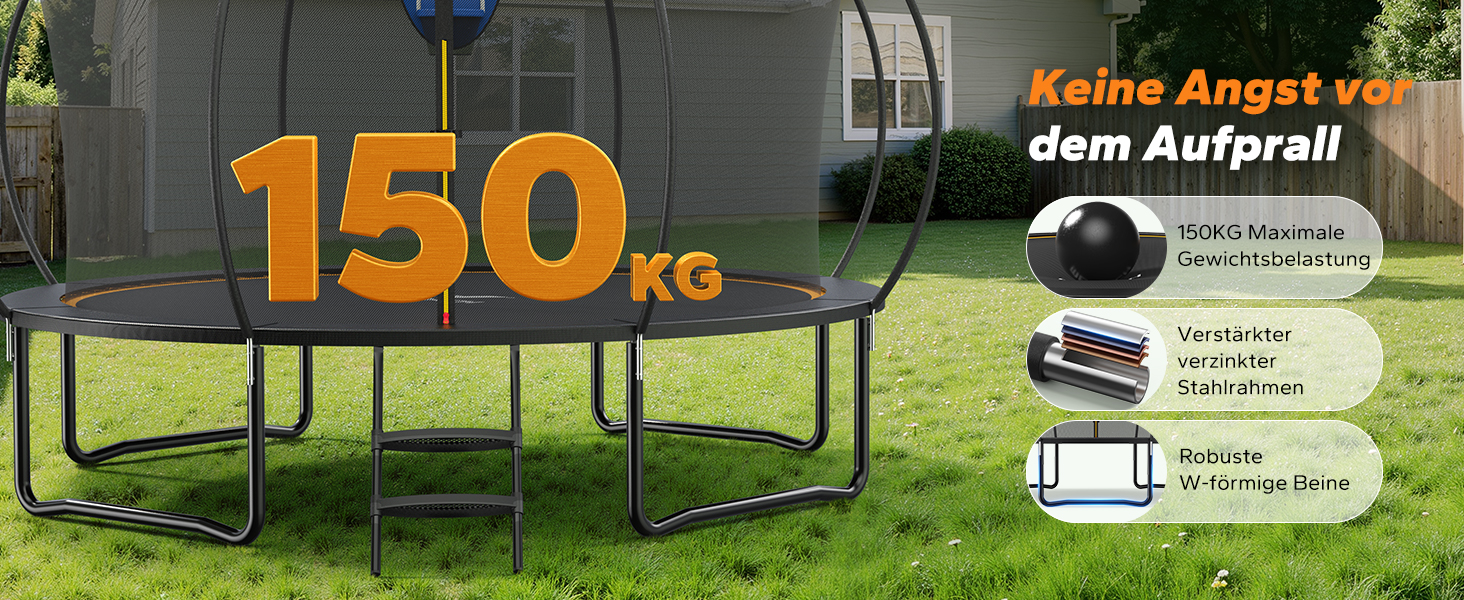 Батут садовий MERACH з захисною сіткою та кільцем для баскетболу 305/366/427/488 см, до 150 кг