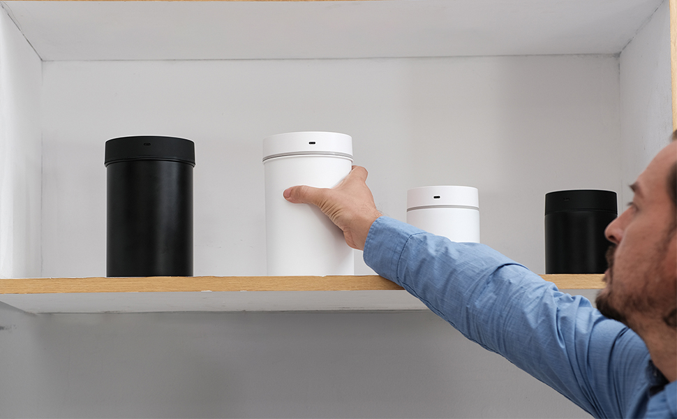 Контейнер для кави з нержавіючої сталі, герметичний, 500г, білий. Зручний дисплей для кавових зерен. Зберігає каву свіжою. KF1