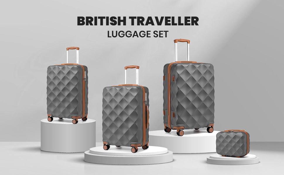 Жорсткий чохол British Traveller великий 74,5x49x30,5 см ABSPC із замком TSA (сірий, M)