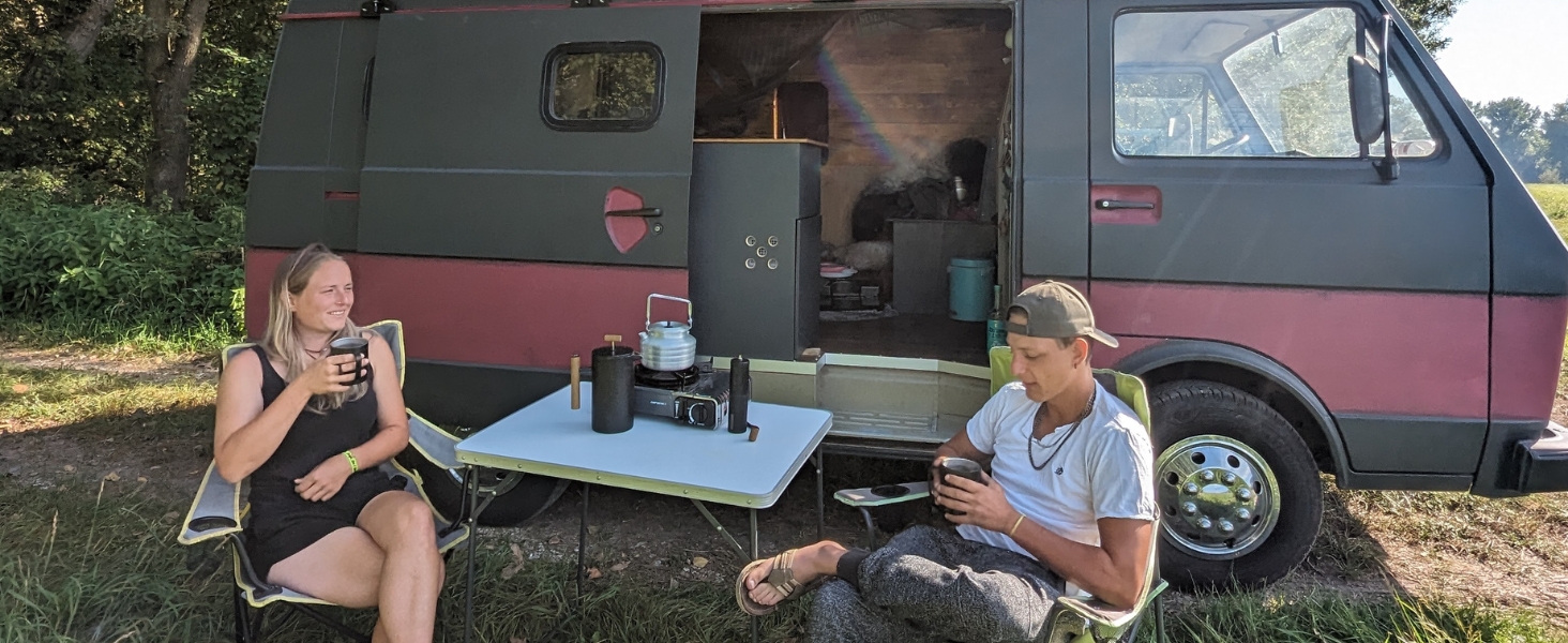 Набір термочашок LAMBDA COFFEE з ручкою, нержавіюча сталь, 2x360 мл, двостінна ізоляція для кемпінгу та outdoor, колір Dusk Blue