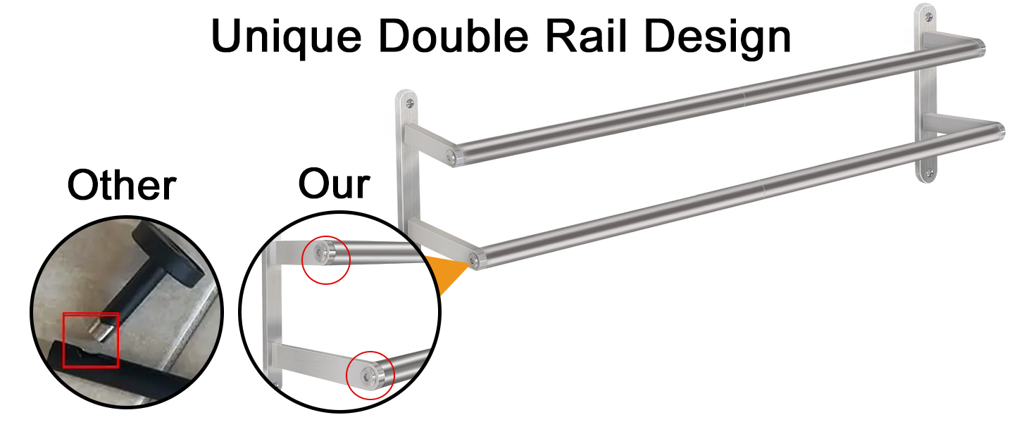 Тримач для рушників на стіну, 60 см, нержавіюча сталь, для ванної кімнати, спальні, кухні, щіткова нікель