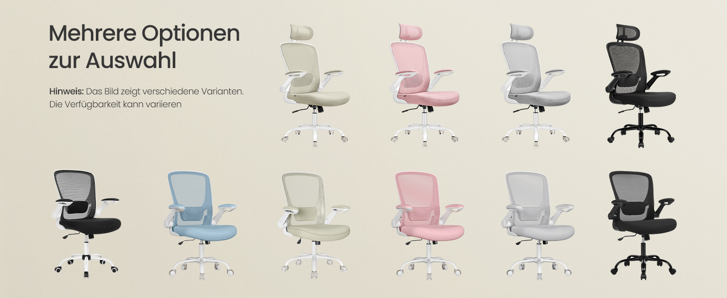 Офісний стіл SONGMICS з ергономічним дизайном, поворотне крісло з сітчастою спинкою, підтримка попереку, функція гойдання, сидіння 53 см, відкидні підлокітники, для роботи та спальні, студентів, OBN037R01 (без підголівника)