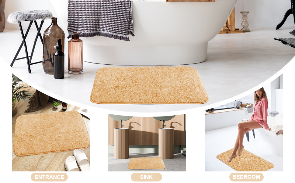 Килимок для ванної кімнати GONICVIN, 60x90 см, з м'якої мікрофібри, можна прати, з антиковзаючою основою, для ванної кімнати, вітальні (Блакитний)