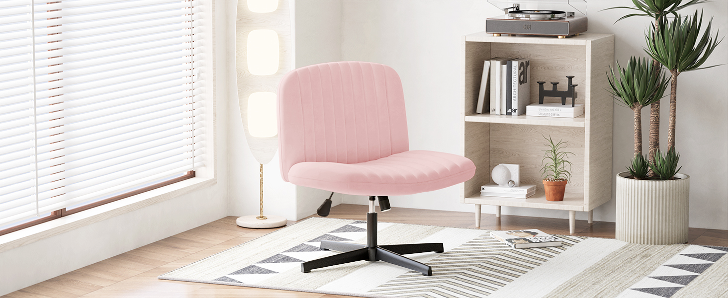 Офісне крісло Naspiro без підлокітників, з тканиною, регульоване по висоті, поворотне на 360°, для дому (Рожевий)