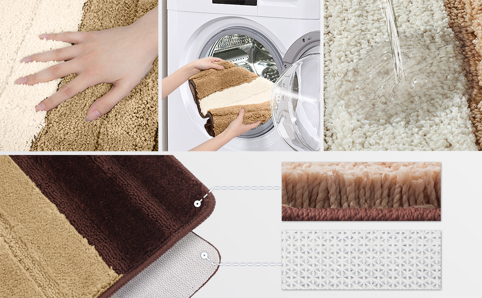 Набір килимків для ванної кімнати VOUNOT 2 шт. (60x90 см, 50x80 см), м'які, швидковисихаючі, з мікрофібри, сірі (перехідний колір)