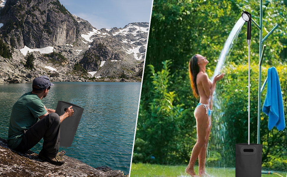 Портативний душ для кемпінгу з насосом, акумуляторна садова душова система 2200mAh, USB-кабель, шланг 1.8м, помаранчевий