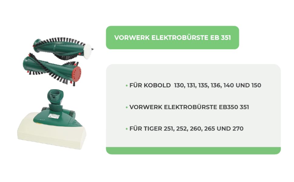 Електрична щітка Vorwerk EB 351/ 350 для Vorwerk Кобольд 130 131 135 136 140 150 і Тигр 270 275