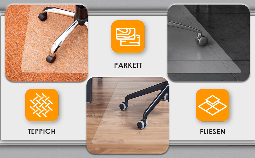 Захисна килимок для офісного крісла - міцний, для твердих підлог, антиковзаюча, легко чиститься, різні розміри, Made in Germany (118x118 см)