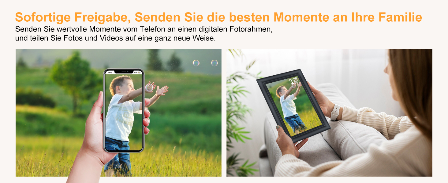 Цифровий фоторамка TSITSC 10.1 дюйма з Wi-Fi, IPS сенсорний екран, 32GB пам'яті, автоповорот, Frameo APP, чорний