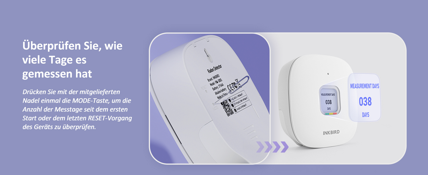 Детектор радону Inkbird Ink-RD1: коротко- та довгострокова перевірка рівня радону, EU-Bq/m³ версія, для дому, офісу, гаража