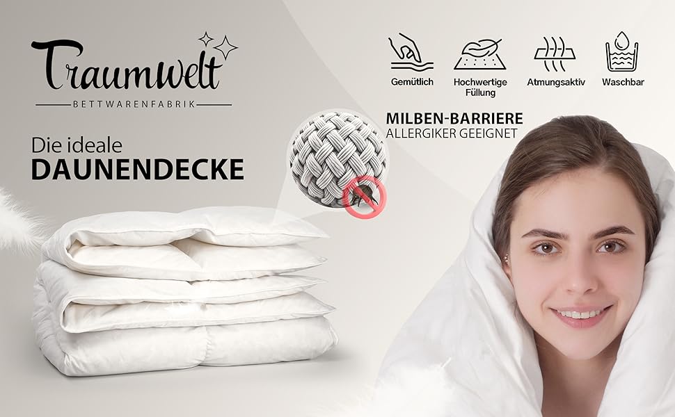 Німецька пухова ковдра 135x200 см: 90% пух, 10% перо, для всіх сезонів, гіпоалергенна, сертифікат Öko-Tex 100, Downpass