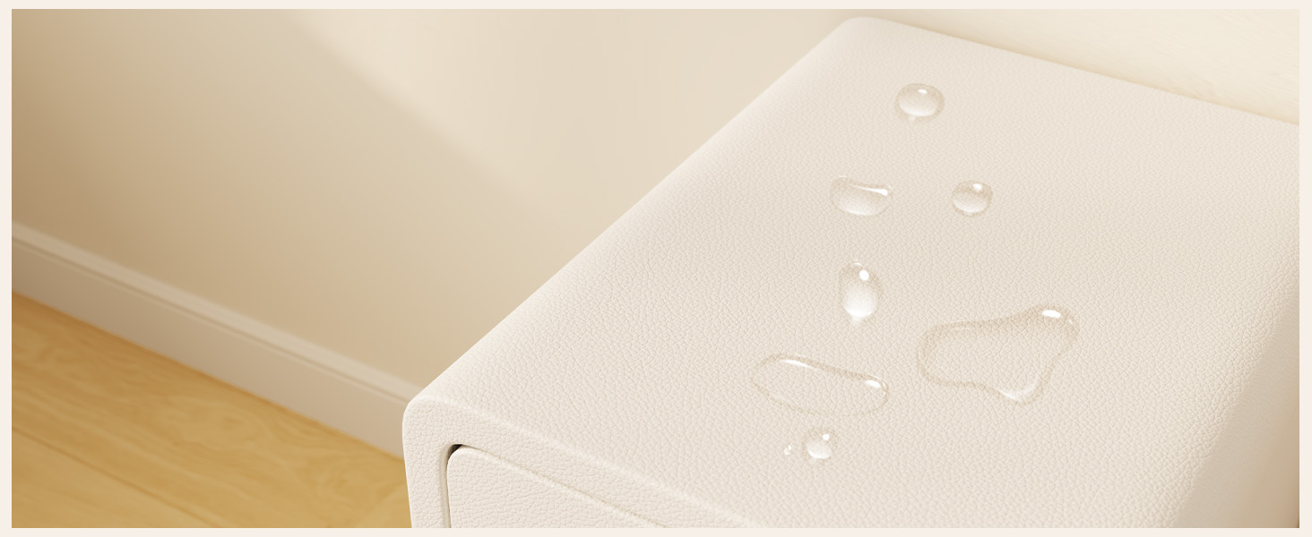 Нічний столик AQIMUELE, білий, з 2 шухлядами, 30 см, без встановлення, шкіряна поверхня